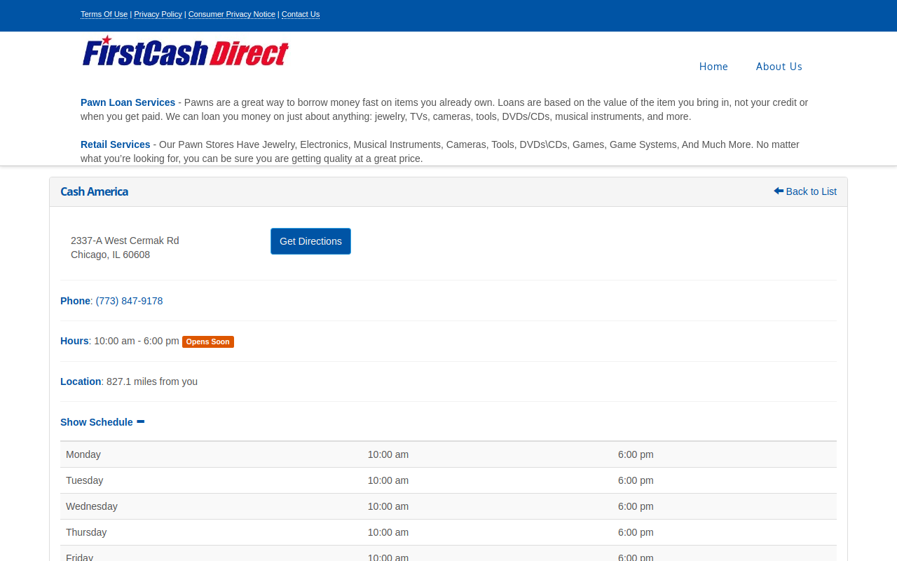 Cash America Pawn website preview
