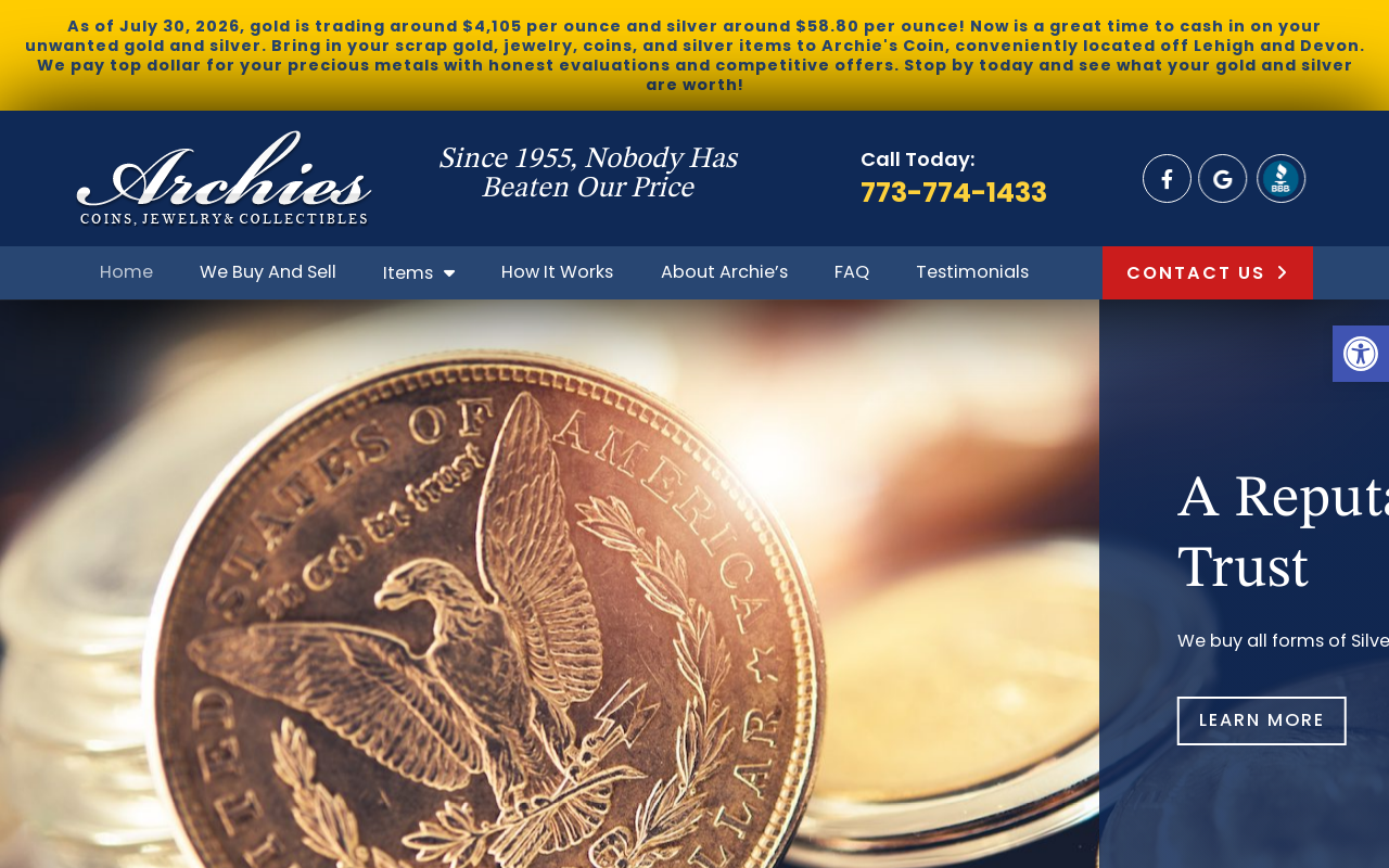 Archie's Coins website preview