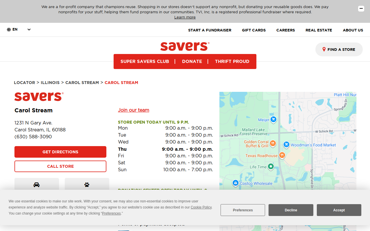 Savers website preview