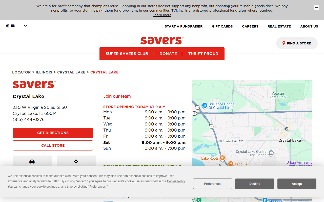 Savers website preview