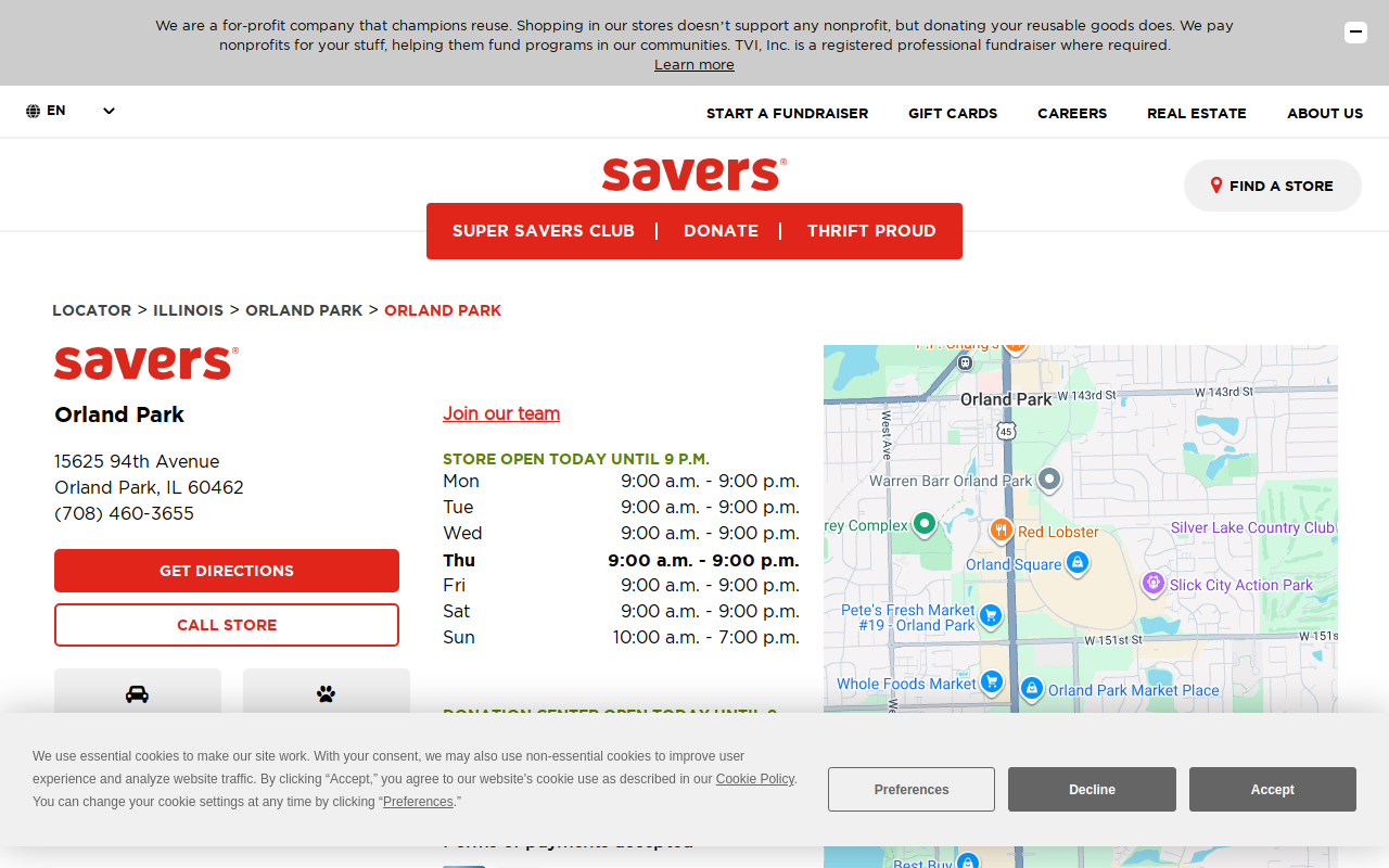 Savers website preview
