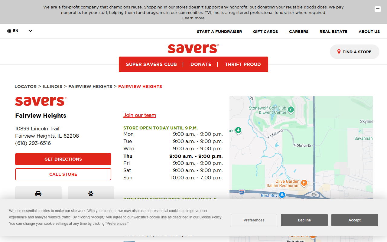 Savers website preview