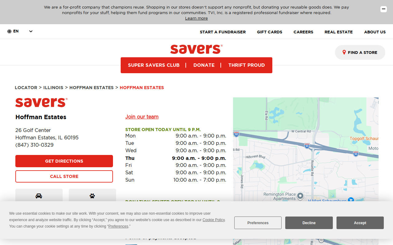 Savers website preview