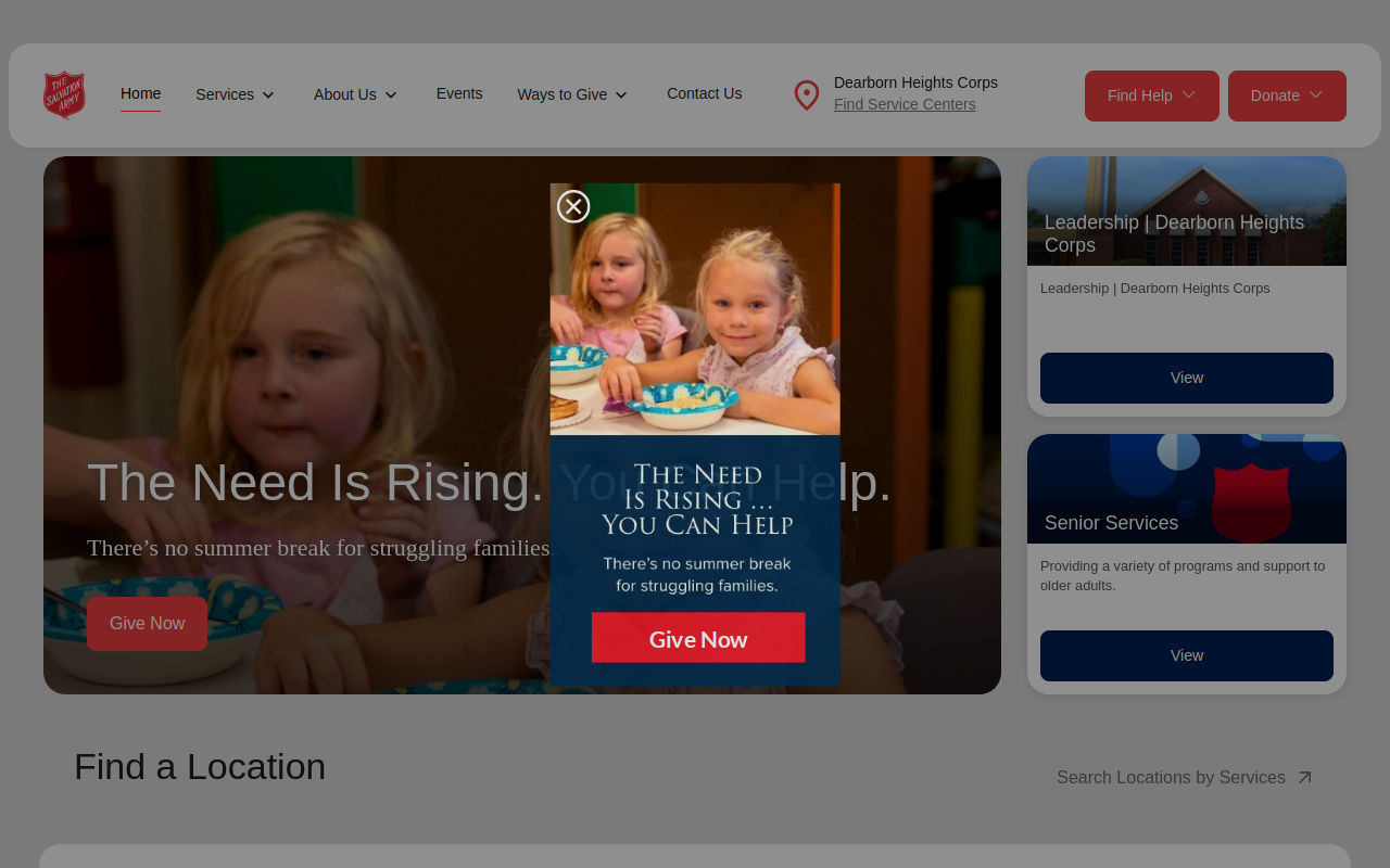 The Salvation Army website preview