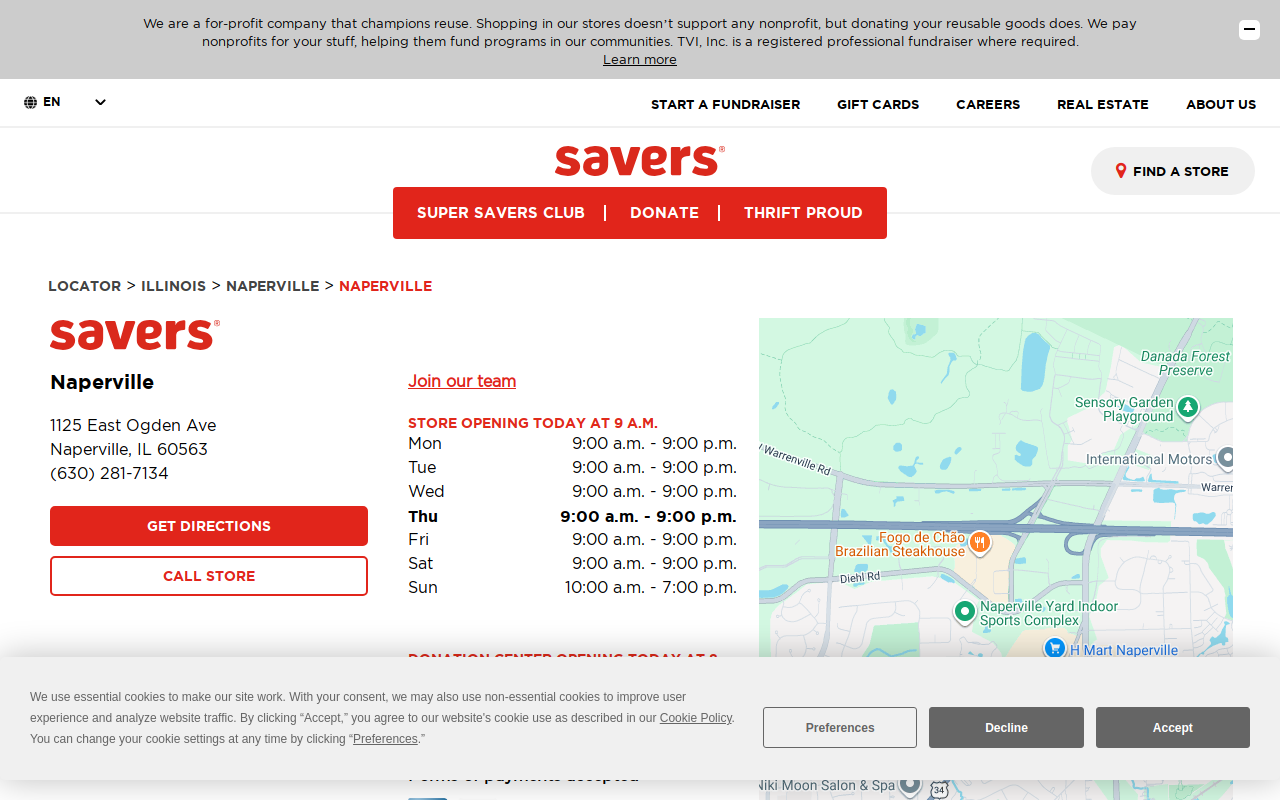 Savers website preview