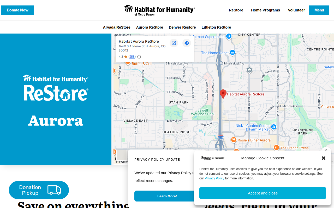 Habitat for Humanity ReStore website preview