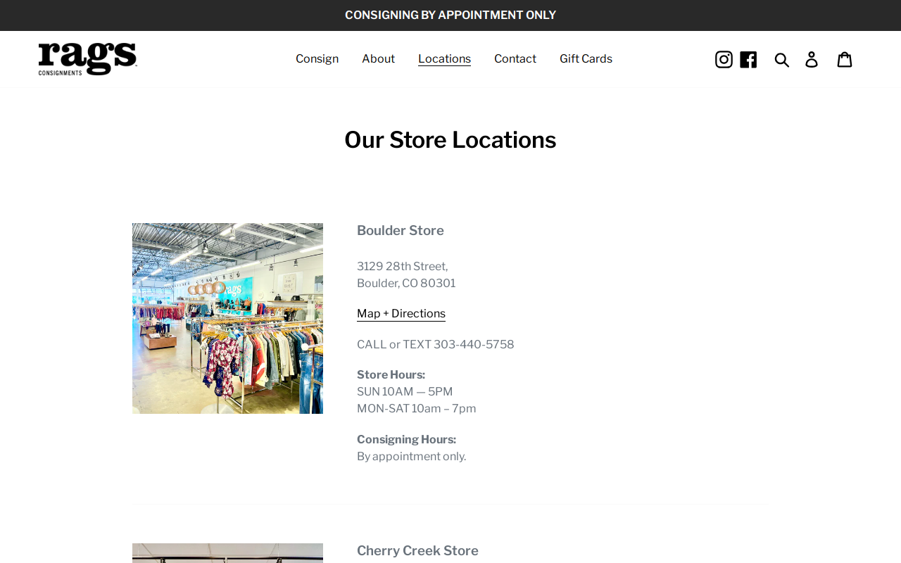 Rags Consignments website preview