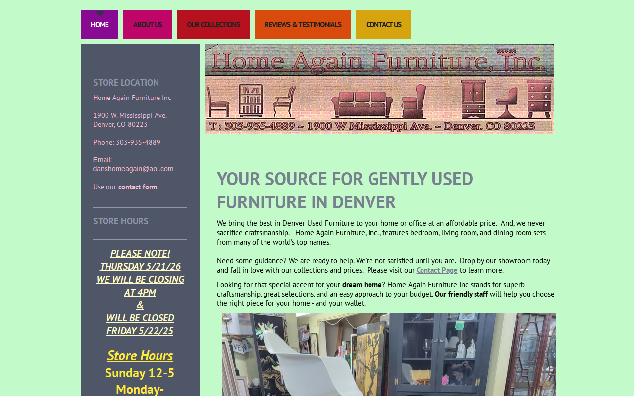 Home Again Furniture, Inc. website preview