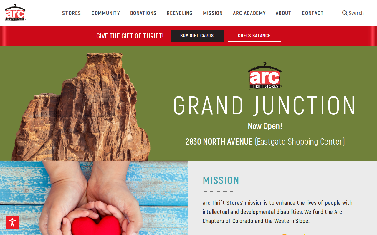 arc Thrift Store website preview