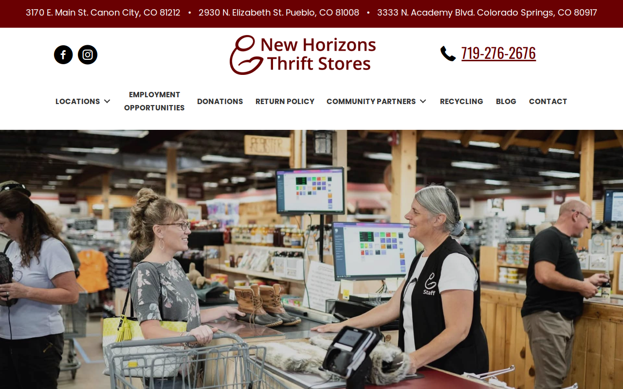 New Horizons Thrift Store website preview