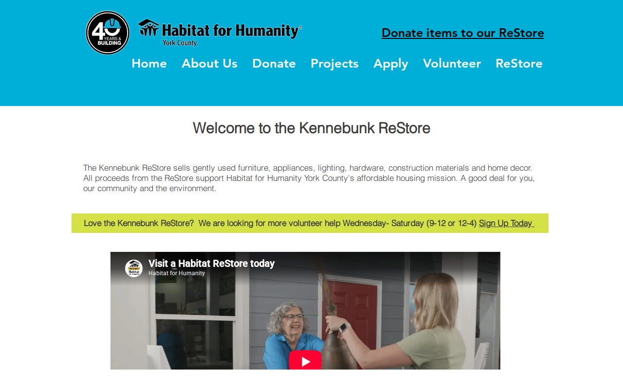 Kennebunk Restore - Habitat For Humanity York County website preview