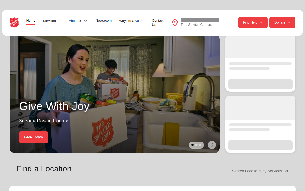 The Salvation Army website preview