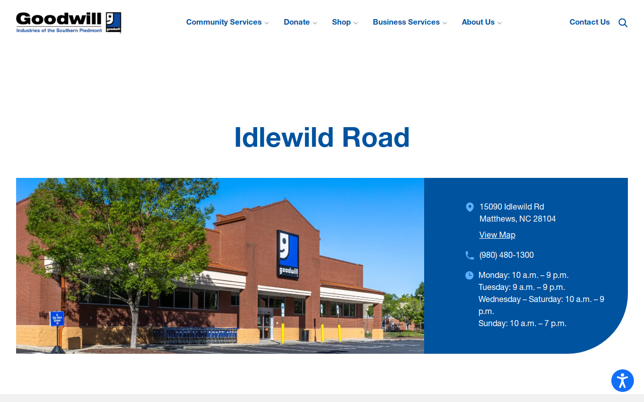 Goodwill - Idlewild Road website preview