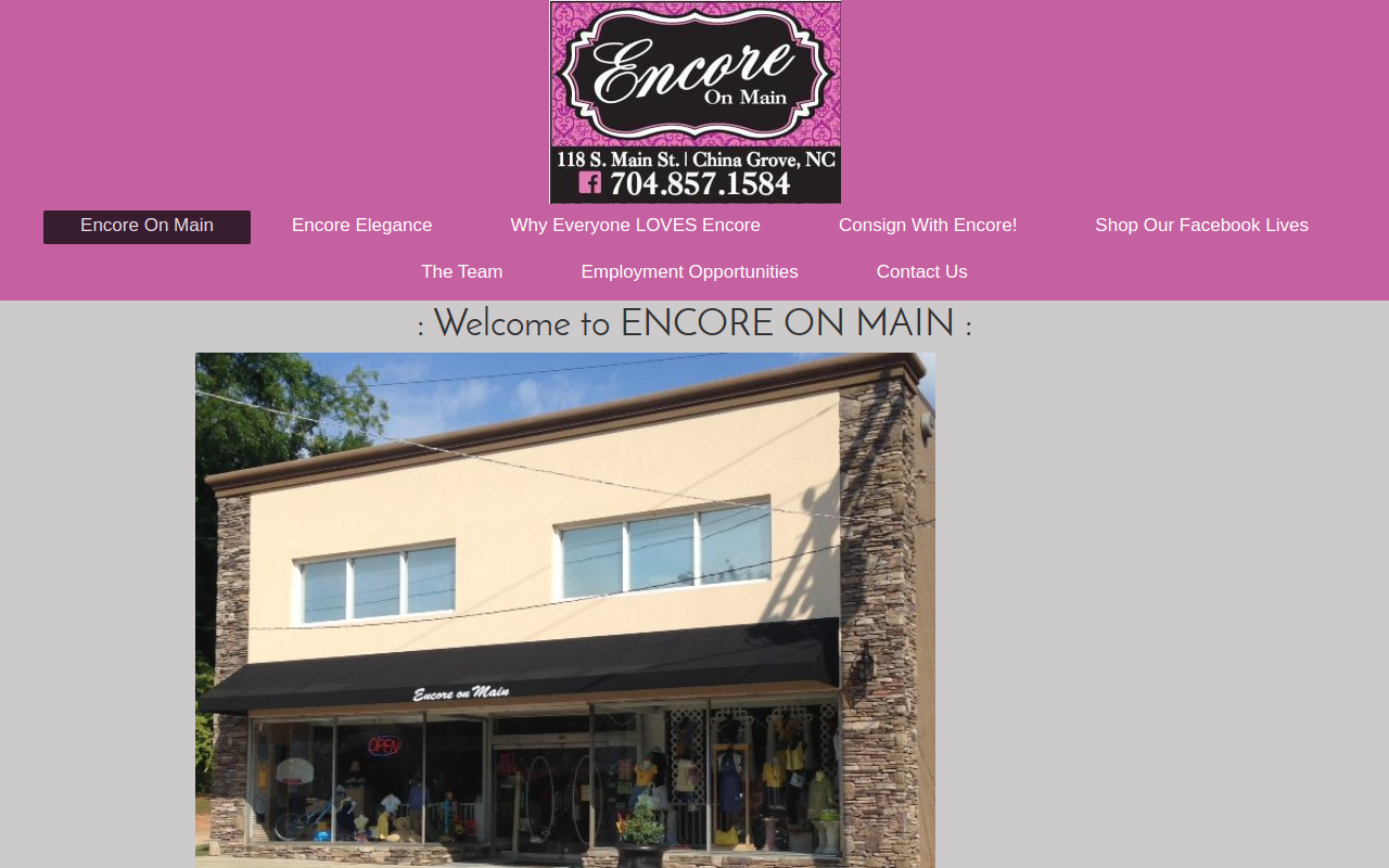 Encore on Main website preview