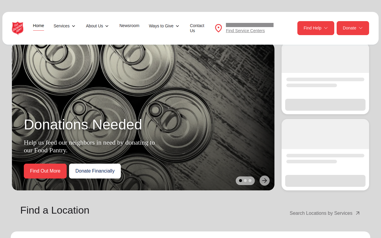 The Salvation Army website preview