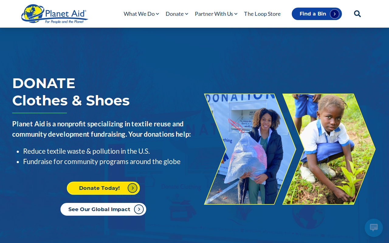 Planet Aid website preview