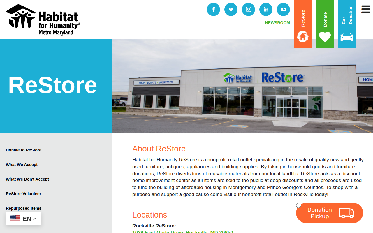 Habitat for Humanity ReStore - Silver Spring website preview