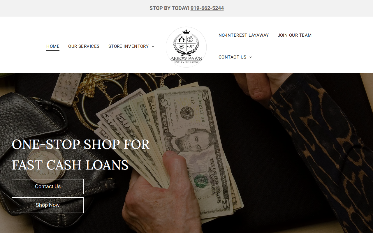 Arrow Pawn Jewelry Audio Check website preview