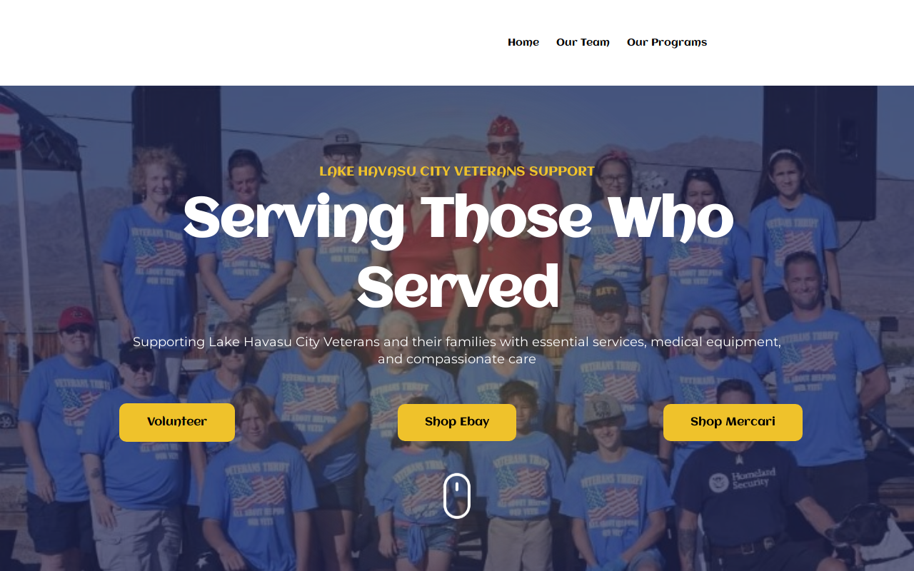 Veteran's Thrift website preview