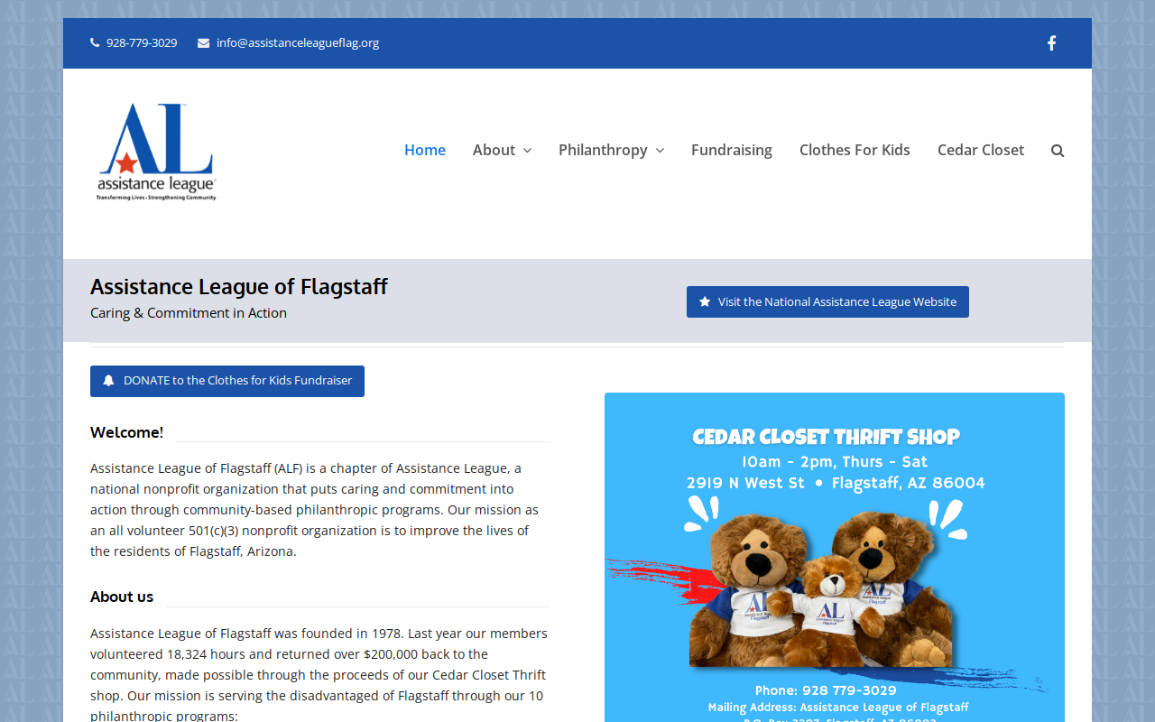 Cedar Closet Thrift Store website preview