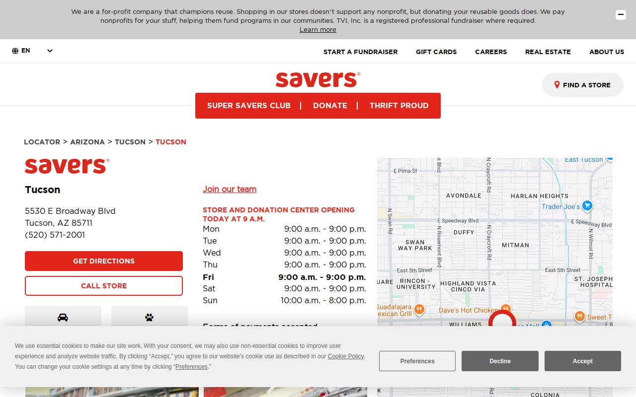 Savers website preview