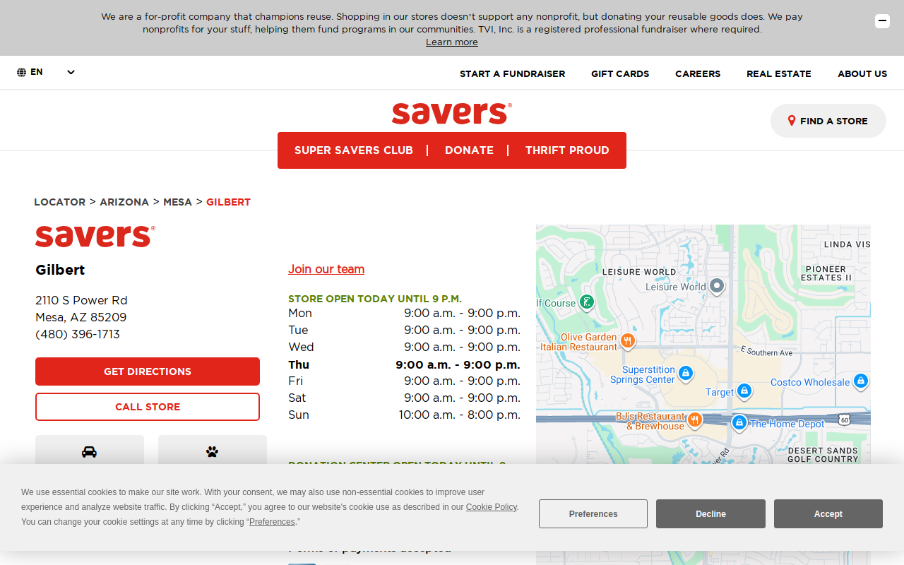 Savers website preview