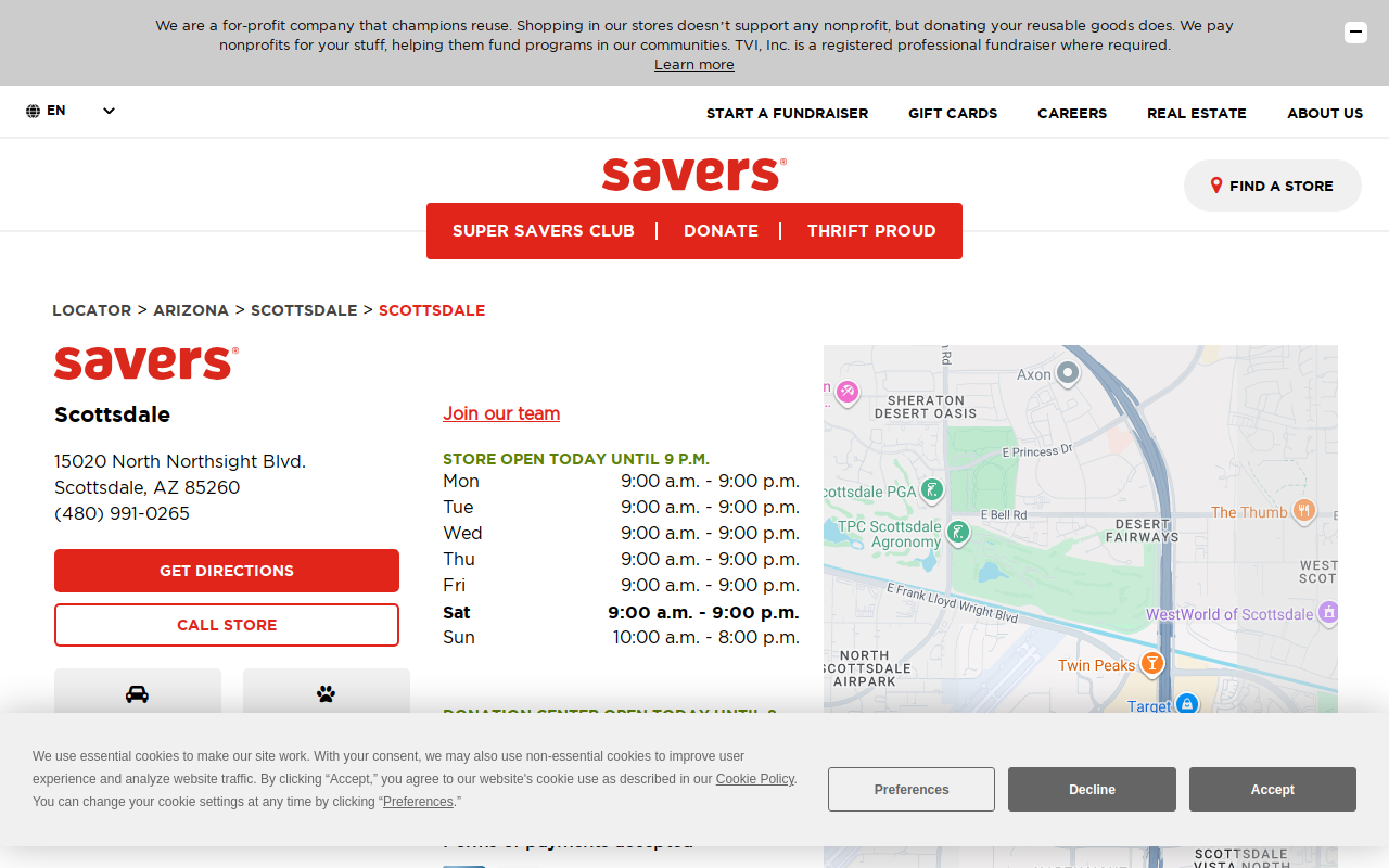 Savers website preview