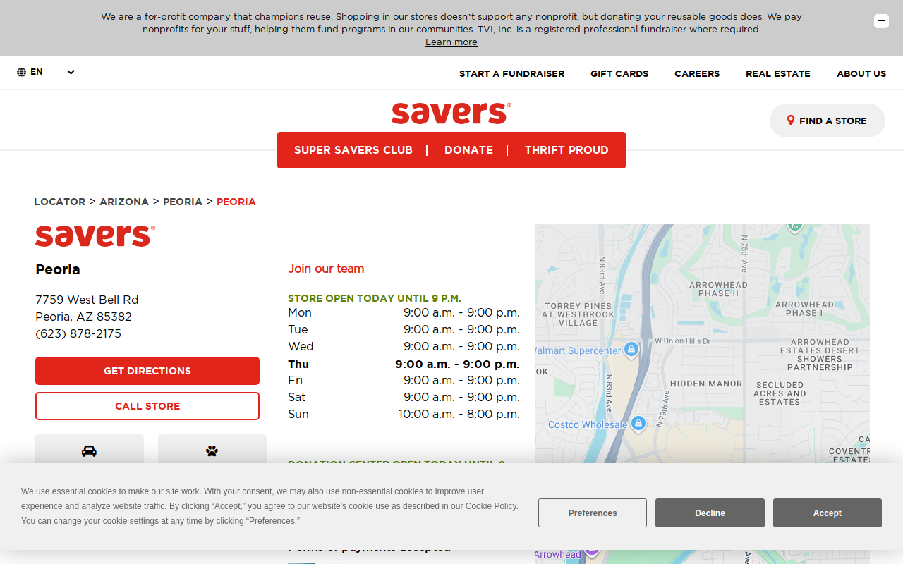 Savers website preview