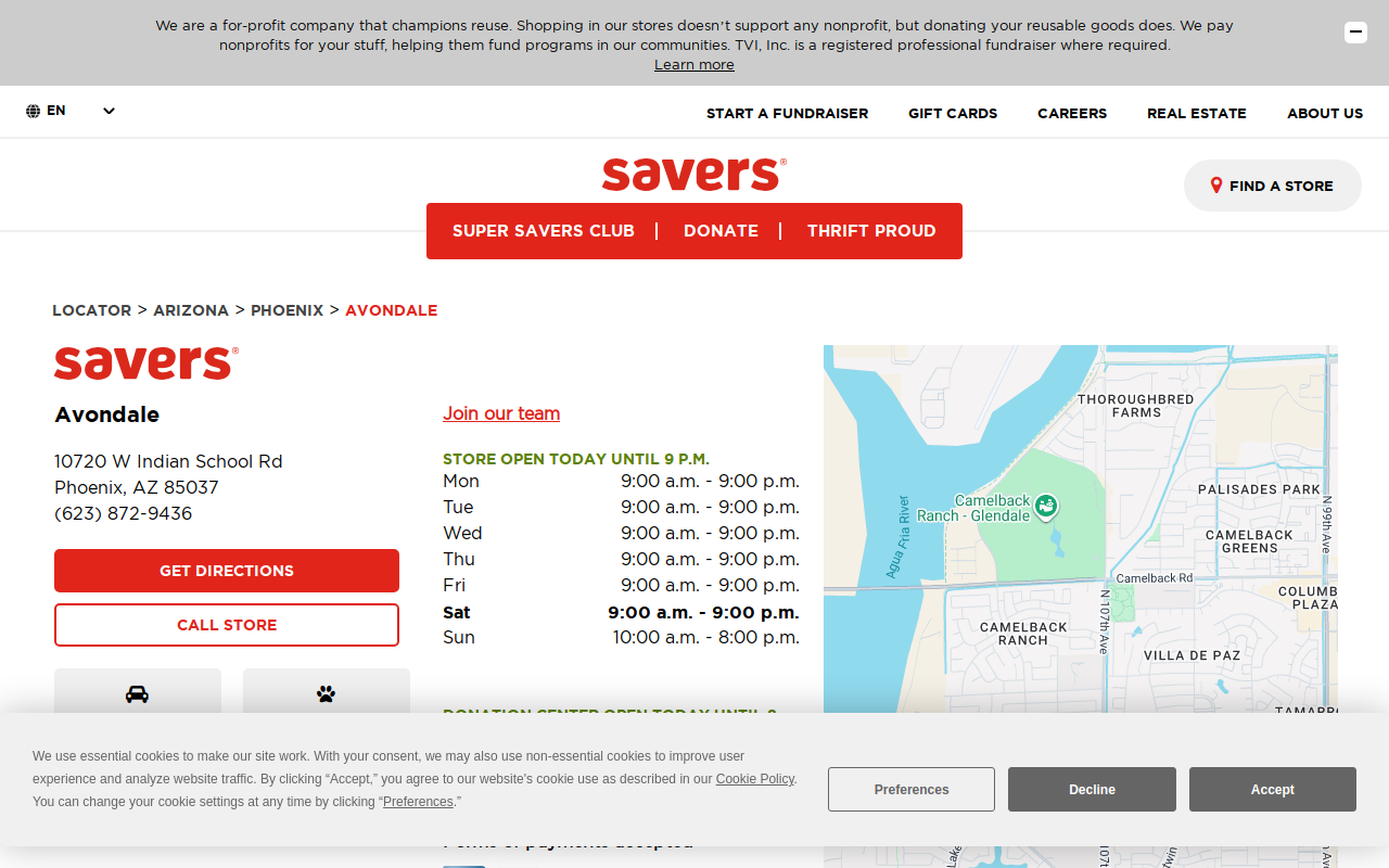 Savers website preview