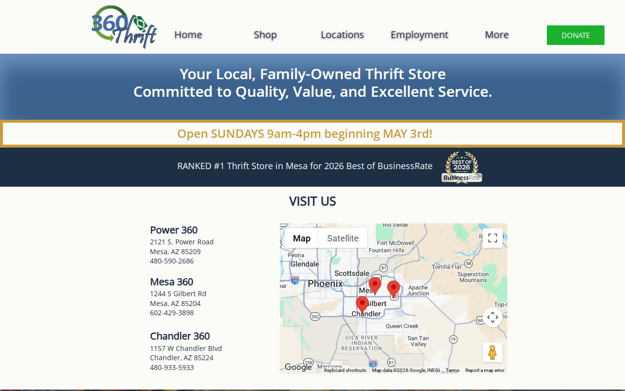 360 Thrift website preview