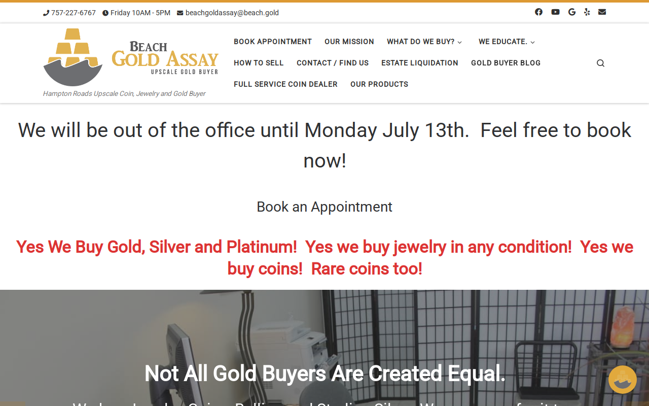 Beach Gold Assay website preview