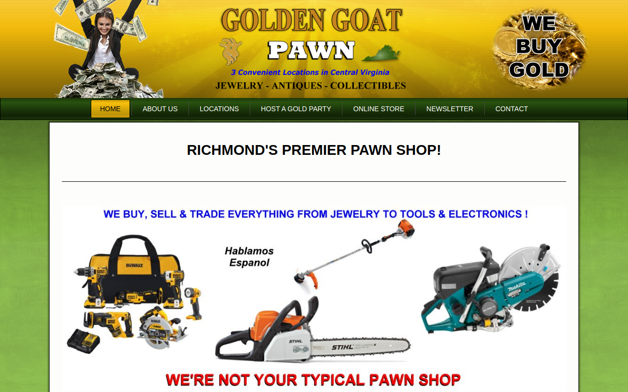 Golden Goat Pawn website preview
