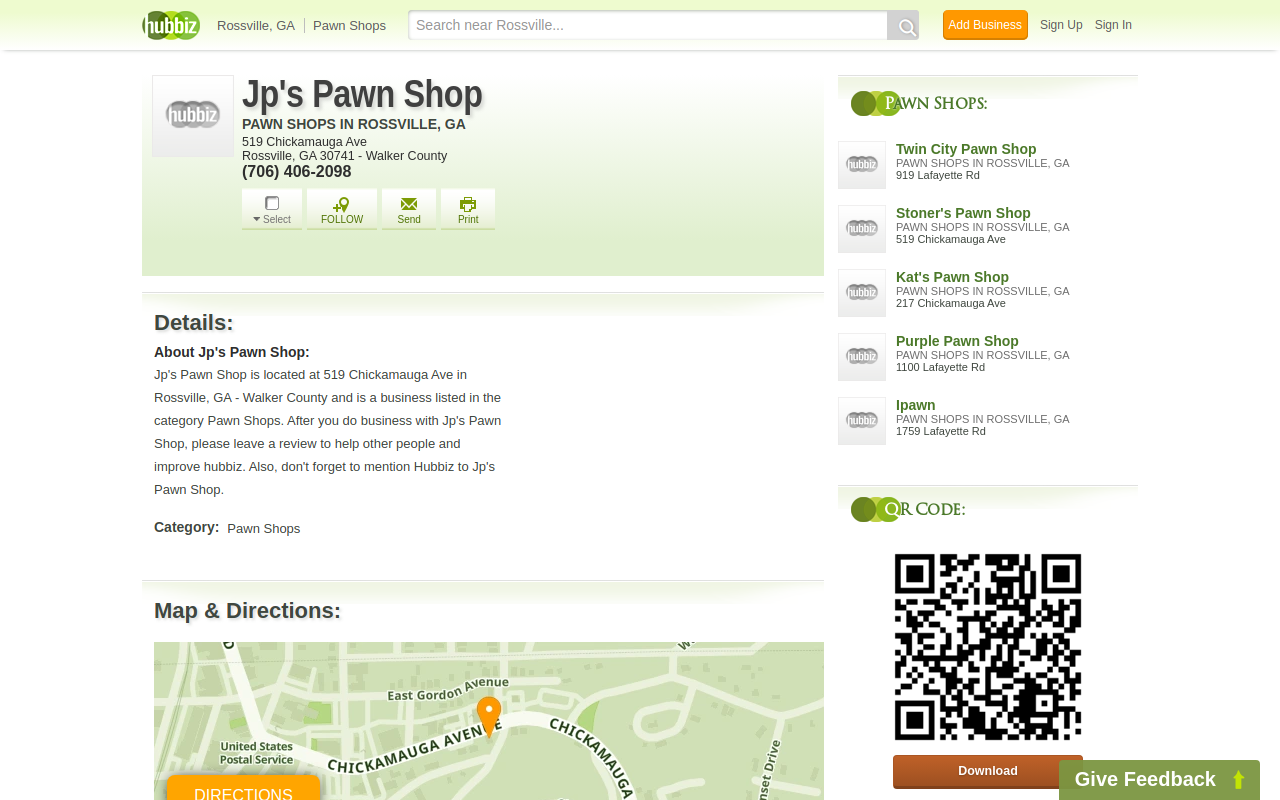 JP's Pawn Shop "on the hill" website preview