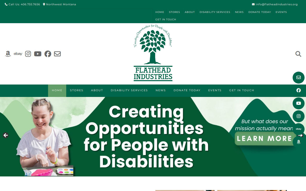 Flathead Industries Thrift Store website preview