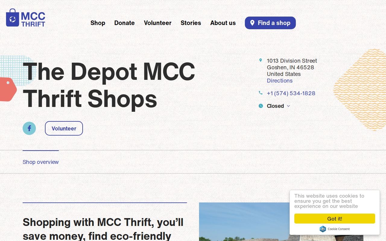 The Depot MCC Thrift Shops website preview