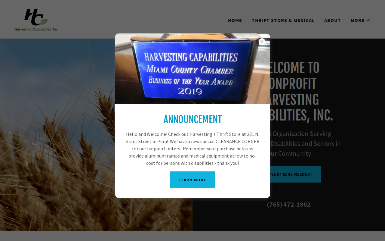Harvesting Capabilities, Inc. website preview