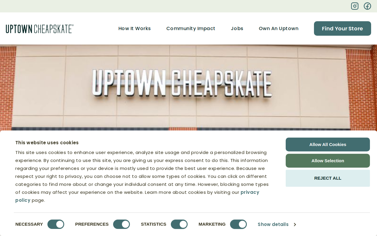Uptown Cheapskate website preview