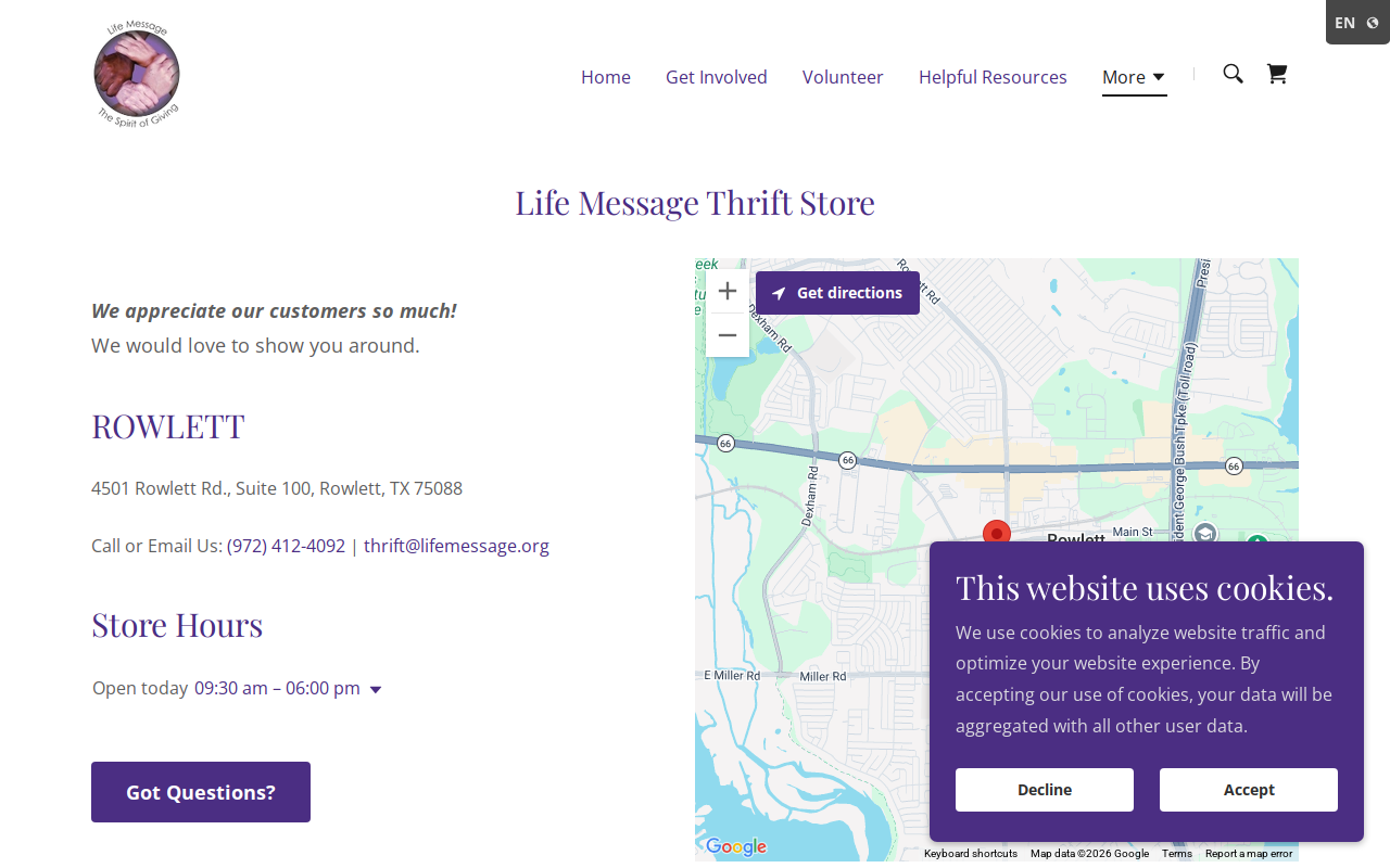 Life Message Thrift website preview