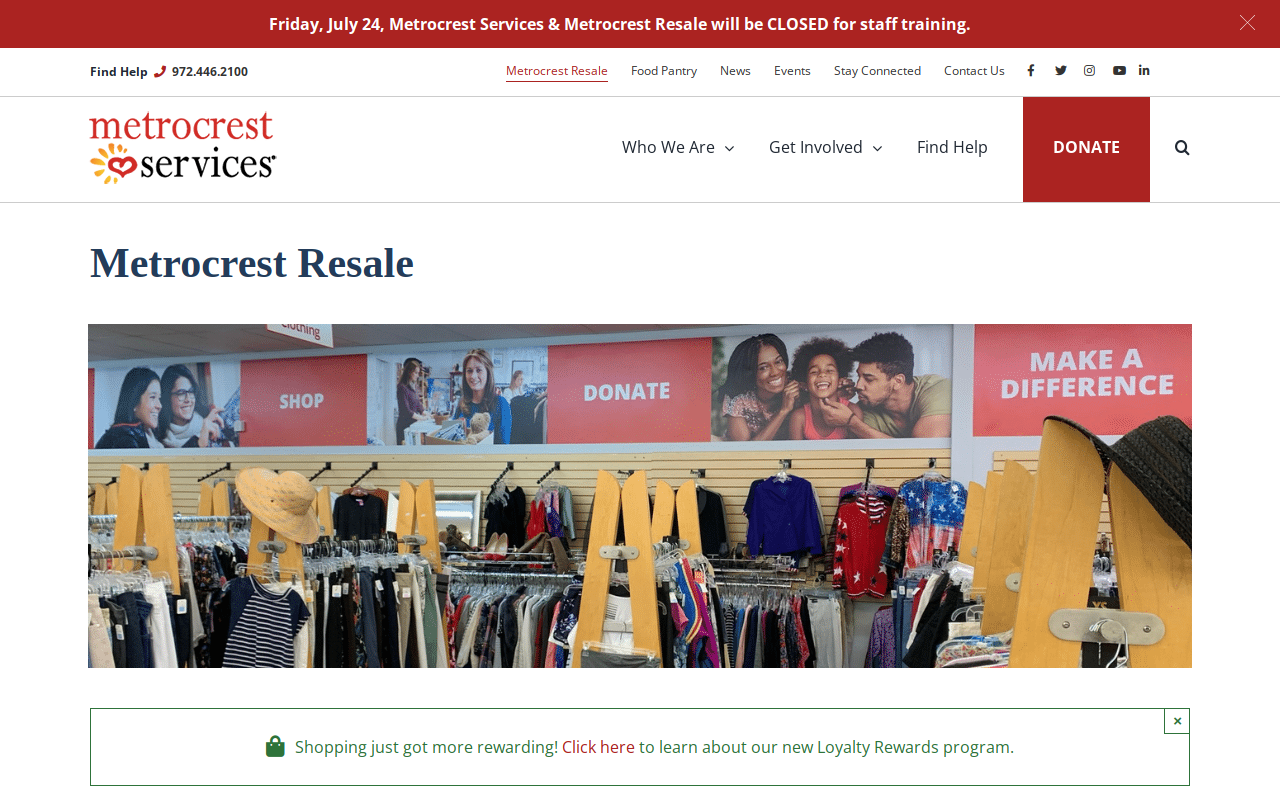 Metrocrest Resale website preview