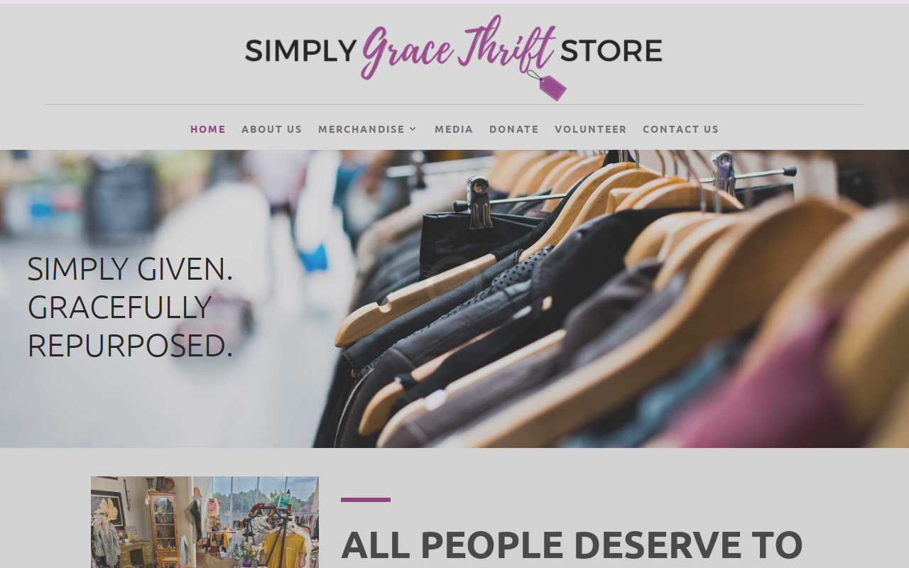 Simply Grace Thrift website preview