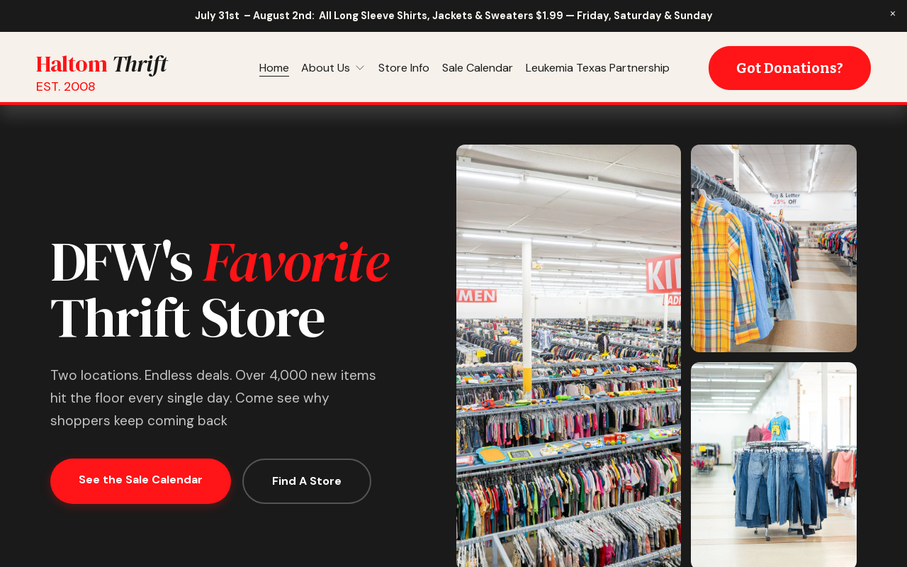 Haltom Thrift website preview