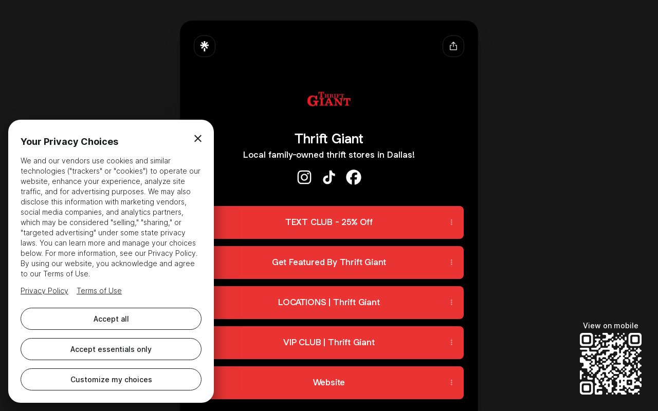 Thrift Giant website preview
