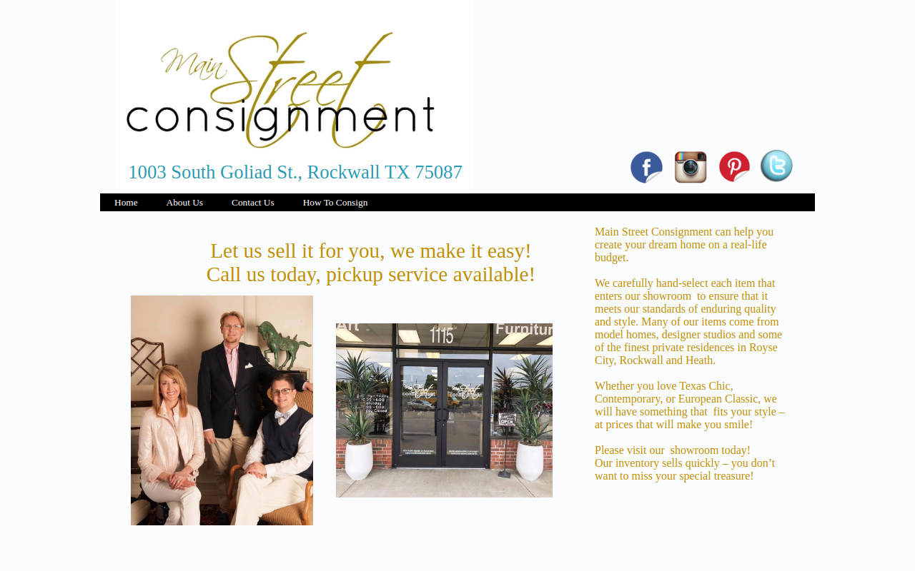 Main Street Consignment website preview