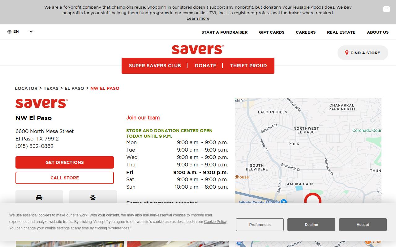 Savers website preview