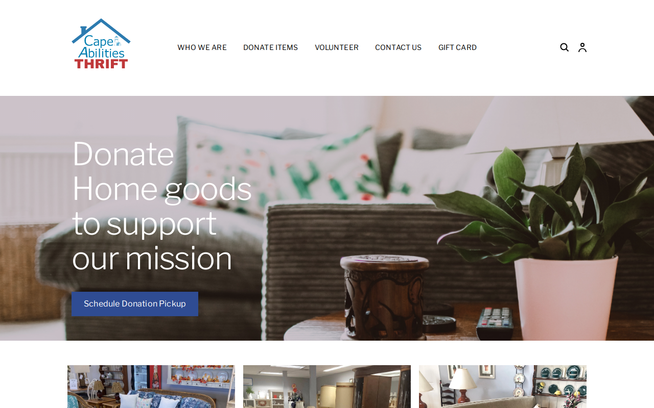 Cape Abilities Thrift Shop website preview