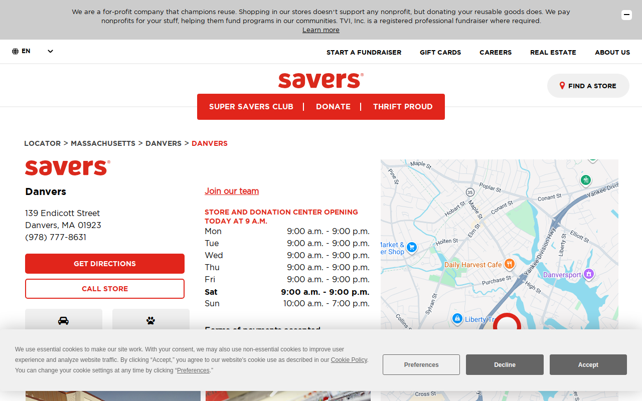 Savers website preview