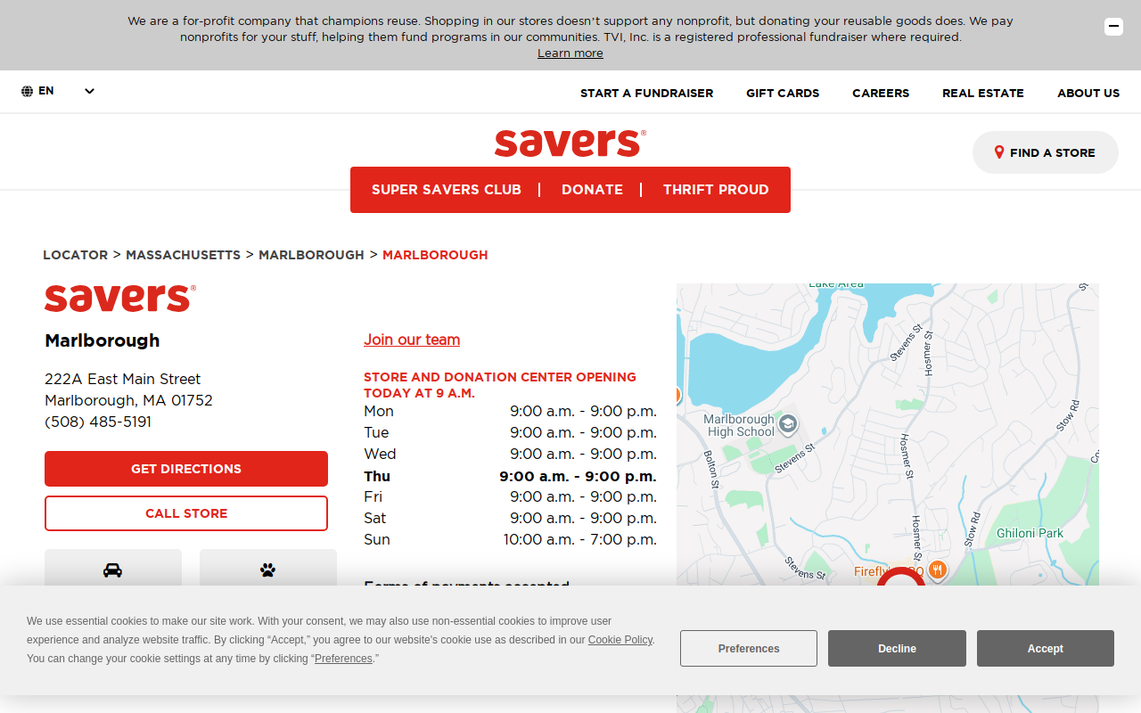Savers website preview