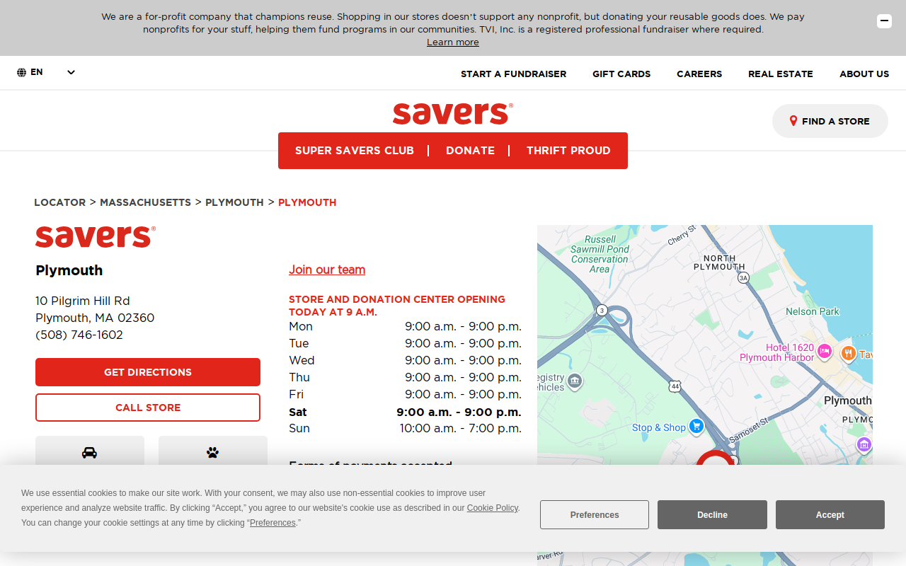 Savers website preview