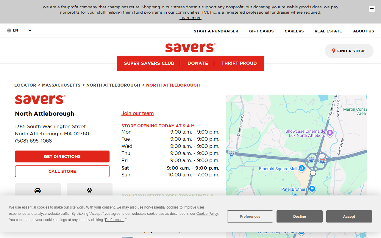 Savers website preview