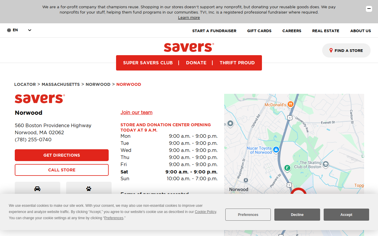 Savers website preview